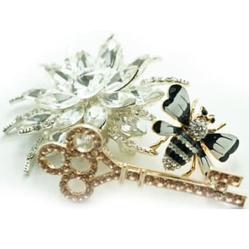 Crystal flower brooch