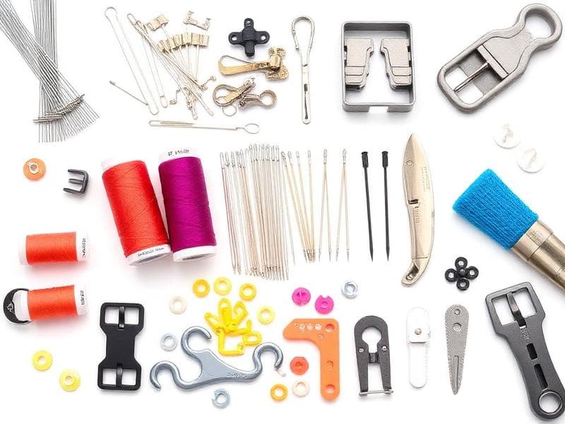 Sewing tools and accessories flat-lay