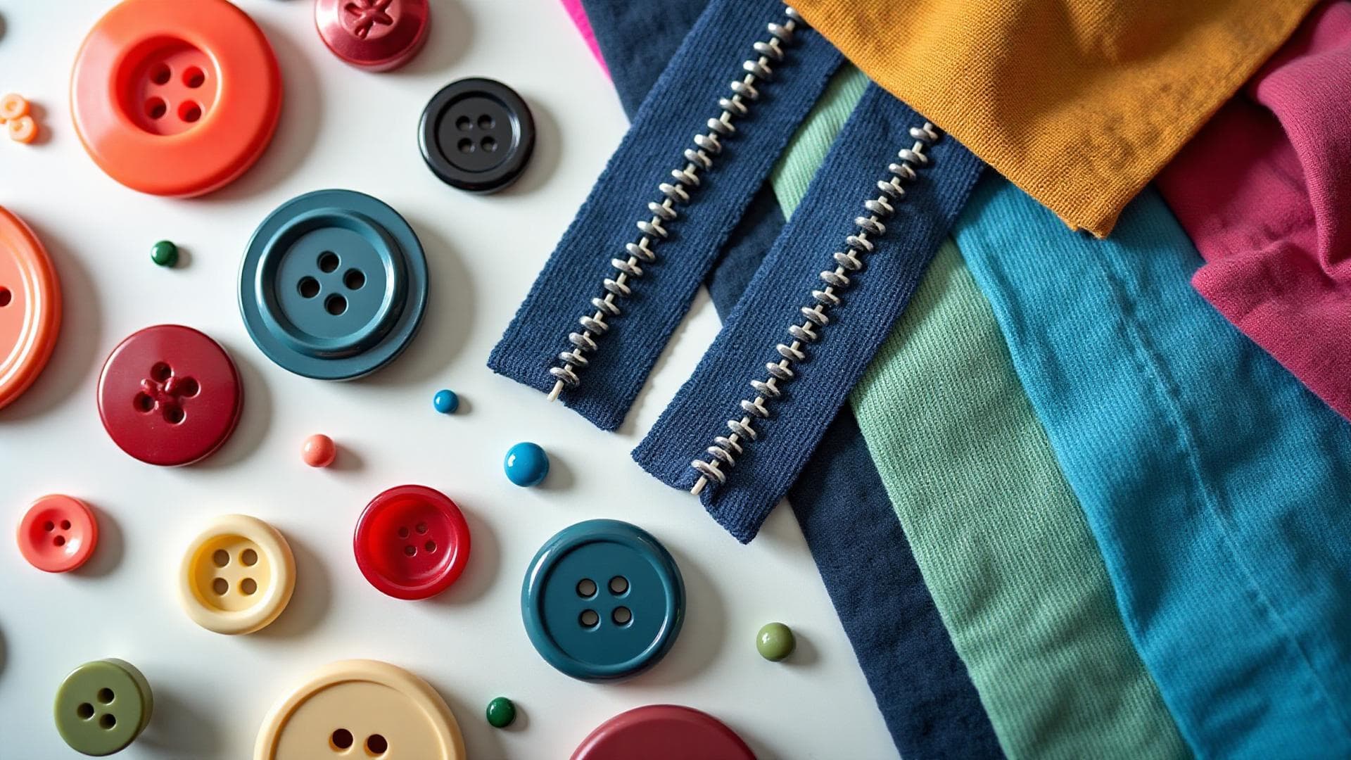 Premium clothing accessories - buttons, zippers, and fabrics